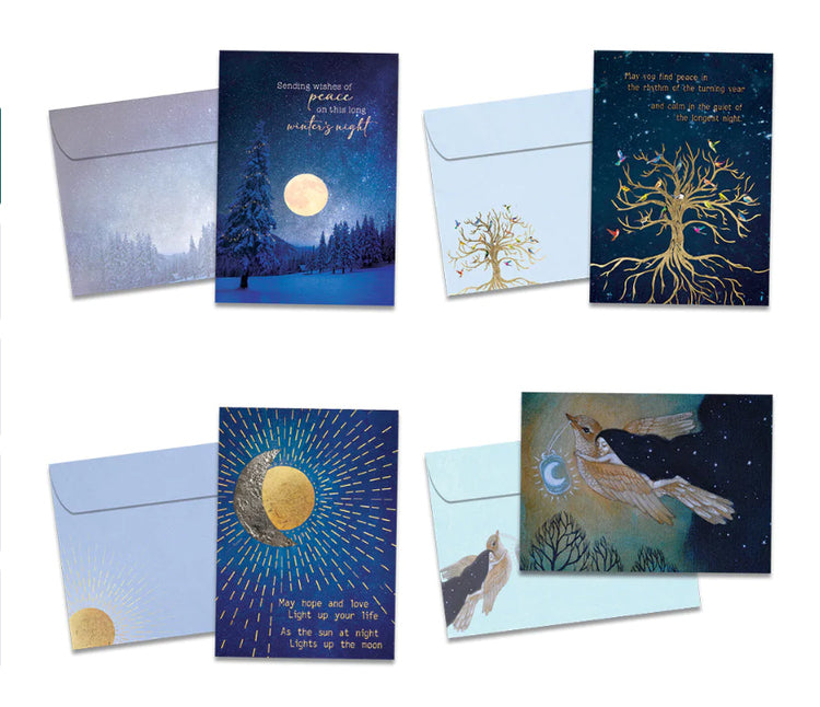Golden Sun & Moon Assorted Boxed Holiday Note Cards