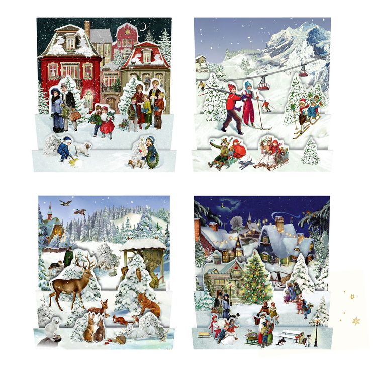 3D Winterscapes Advent Cards (4 Designs)