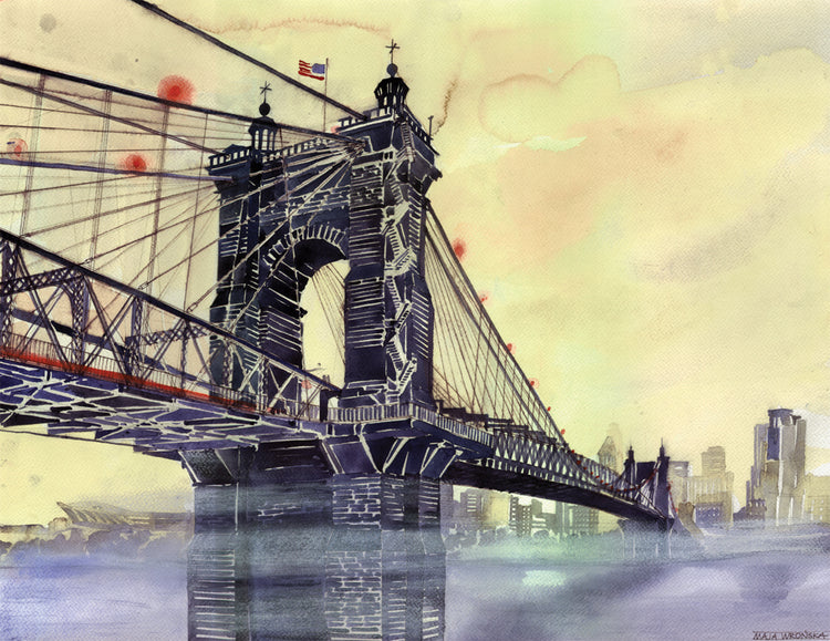 Roebling Bridge Cincinnati Holiday Card