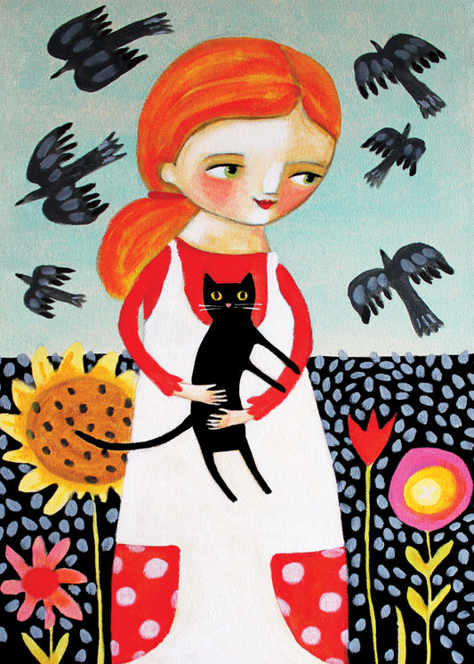 Cat and Crows Card