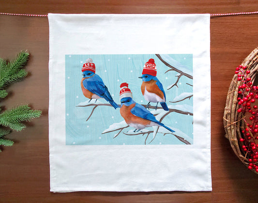 Three Bluebirds Holiday Towel