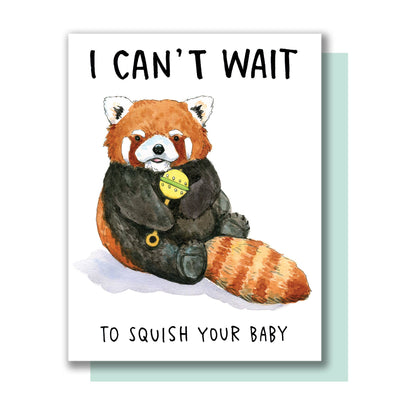 Squish Your Baby Red Panda New Baby Card