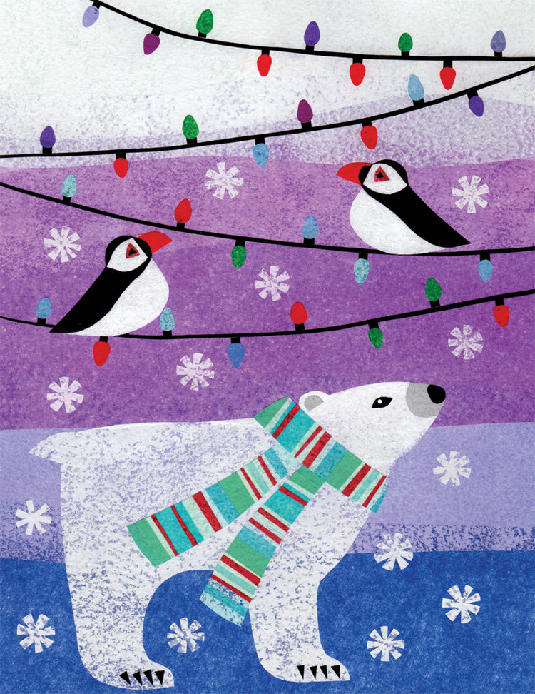 Puffins and Polar Bear Holiday Card