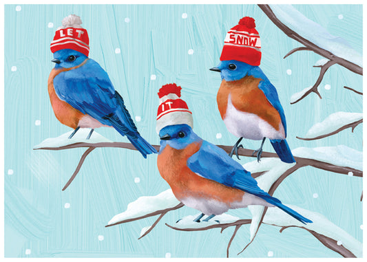 Three Bluebirds Holiday Card