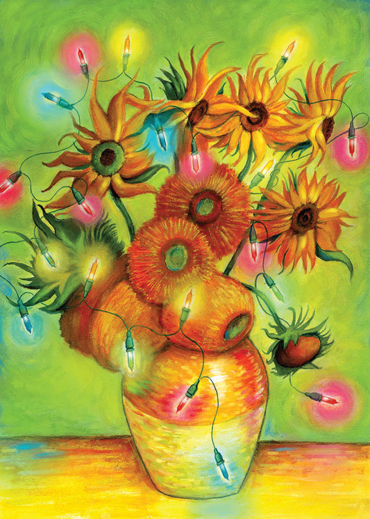 Van Gogh Sunflower Lights Holiday Card