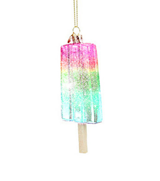 Pastel Glitter Popsicle Hand Blown Glass Ornament