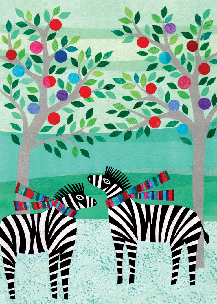 Cozy Zebras Holiday Card