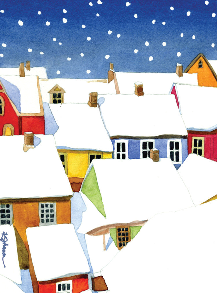 Snowy Village Holiday Card