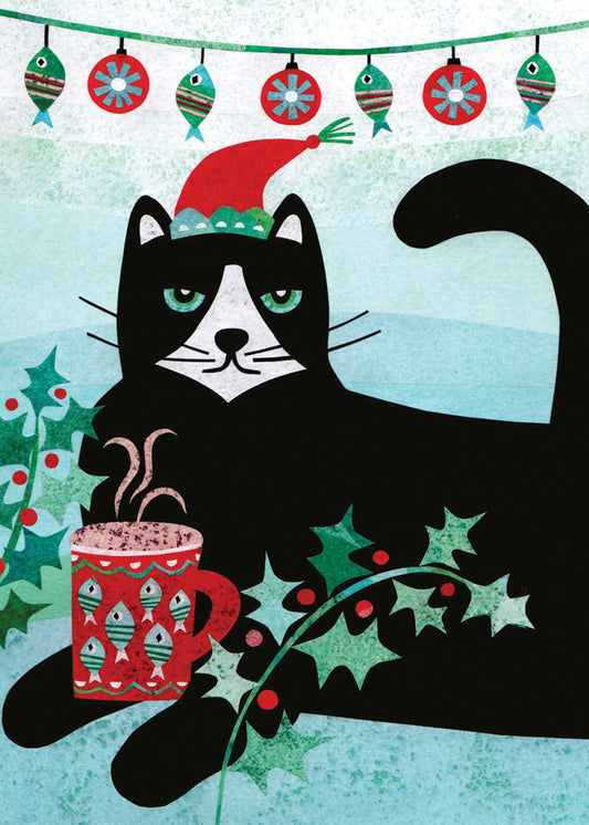 Surly Tuxedo Cat Holiday Card