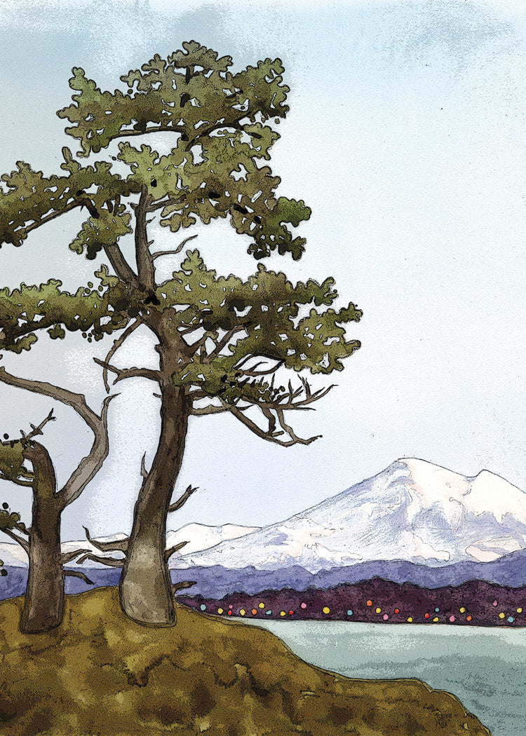 Tree with Mountain View Holiday Card
