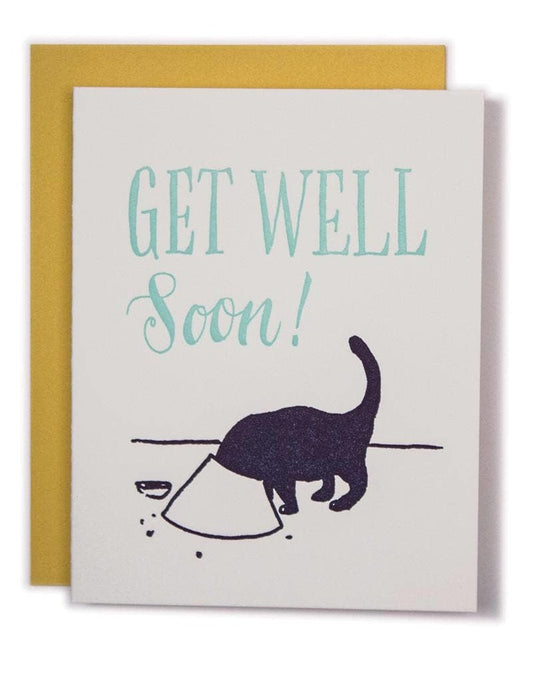 Cone of Shame Cat Get Well Card