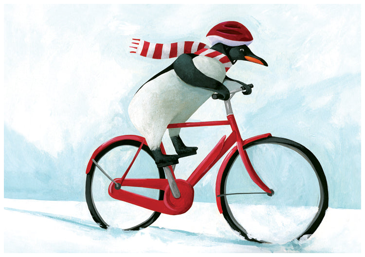 Penguin Bike Holiday Card