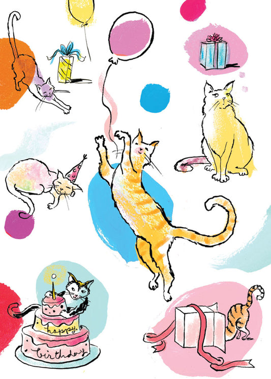 Polka Dot Party Cats Card