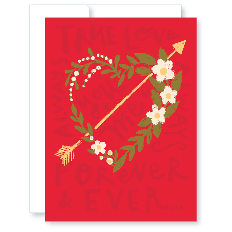Heart with Golden Arrow Valentine's Card