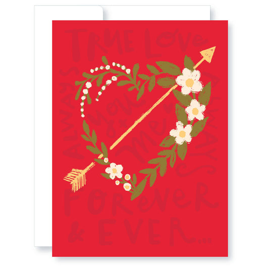 Heart with Golden Arrow Valentine's Day Card
