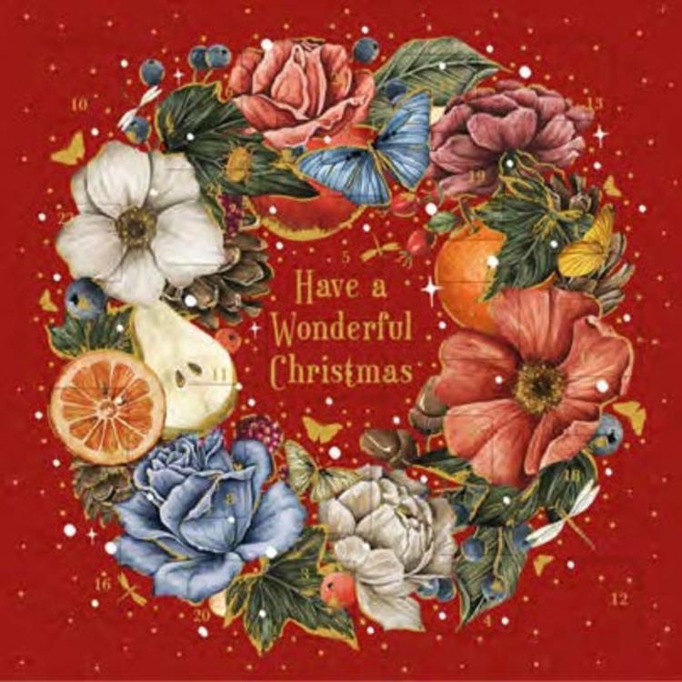 Floral Wreath Advent Calendar Card
