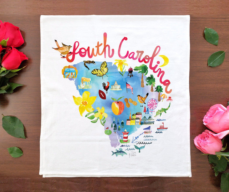 Watercolor USA: South Carolina Towel