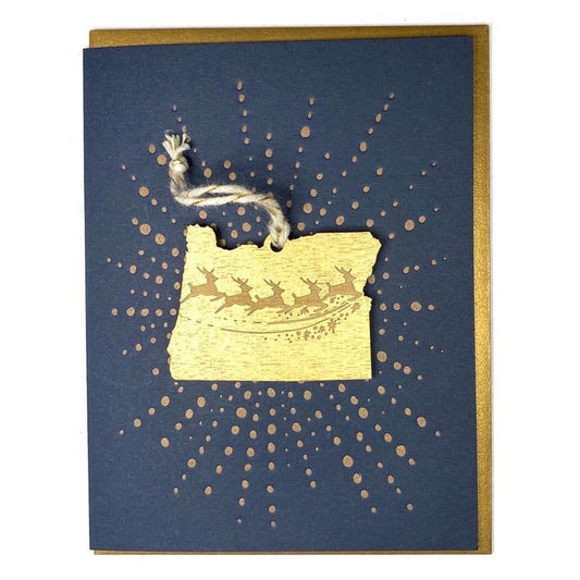 Oregon Reindeer Ornament Card