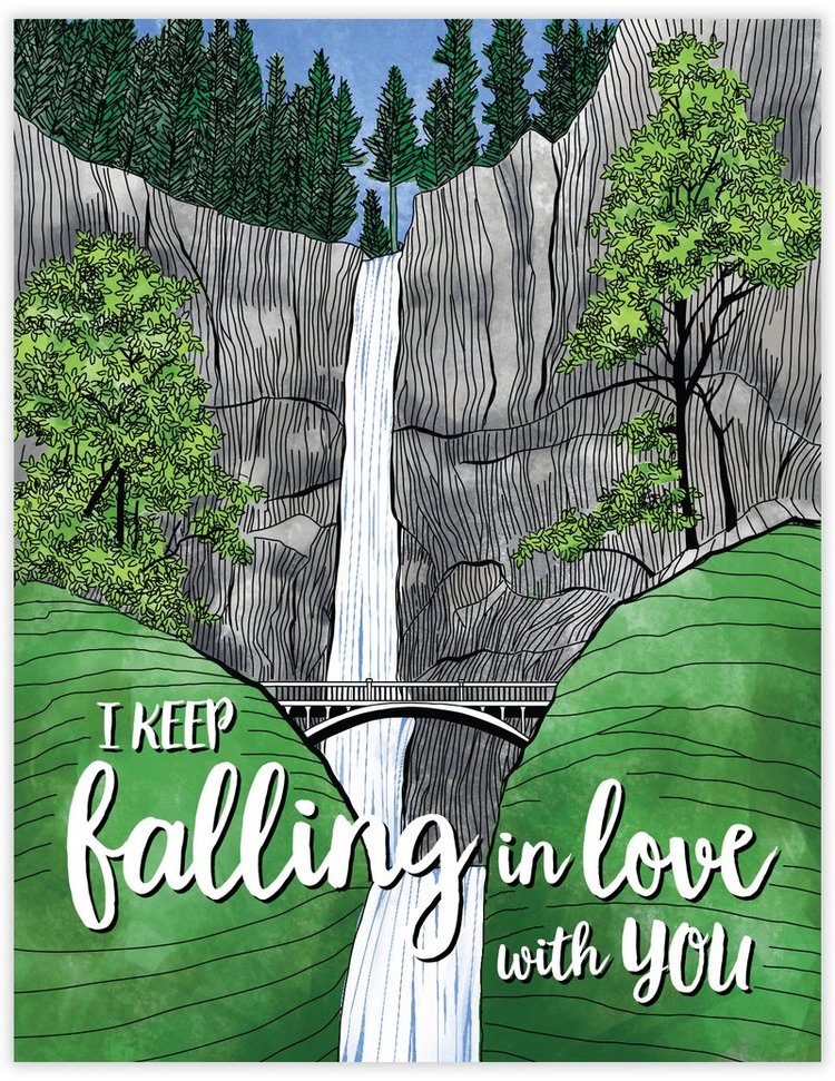 Falling In Love Waterfall Card