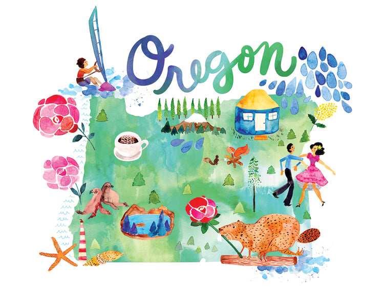 Watercolor USA: Oregon Card