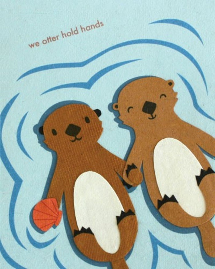 Otter Hold Hands Collage Card