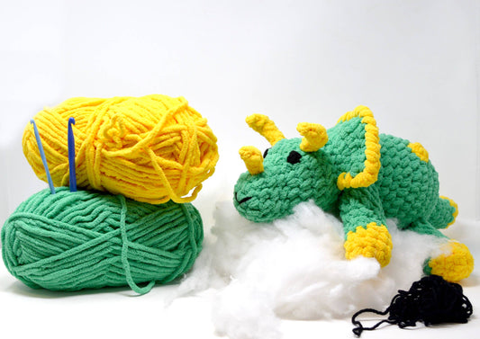 Toby the Triceratops Knitty Critters Crochet Kit