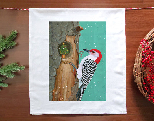 Woodpecker Deck the Halls Holiday Towel