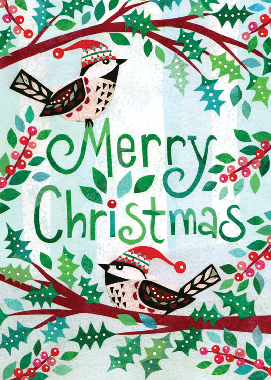 Chickadees Merry Holiday Card