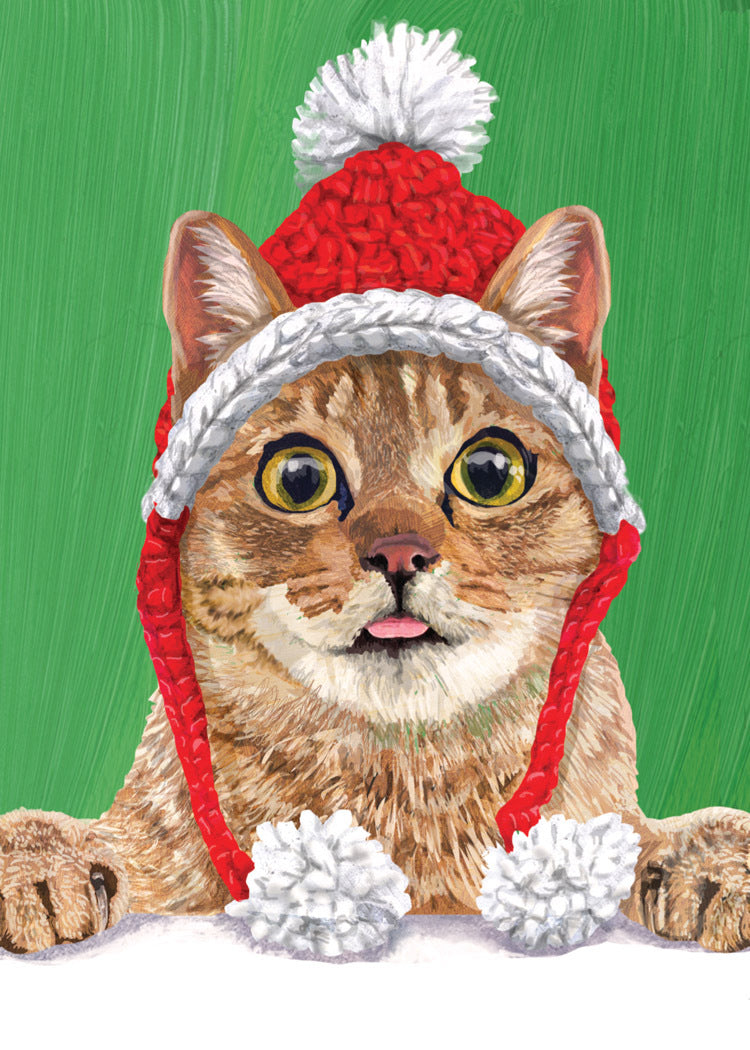 Kitten with Knit Cap Holiday Card