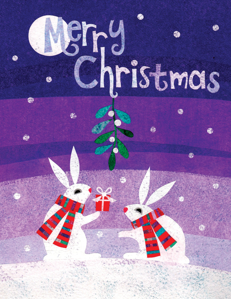 Bunnies Mistletoe Holiday Card