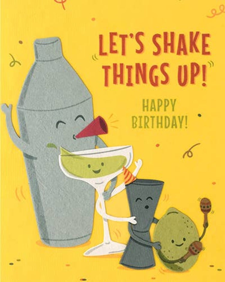 Let's Shake Things Up Letterpress Birthday Card