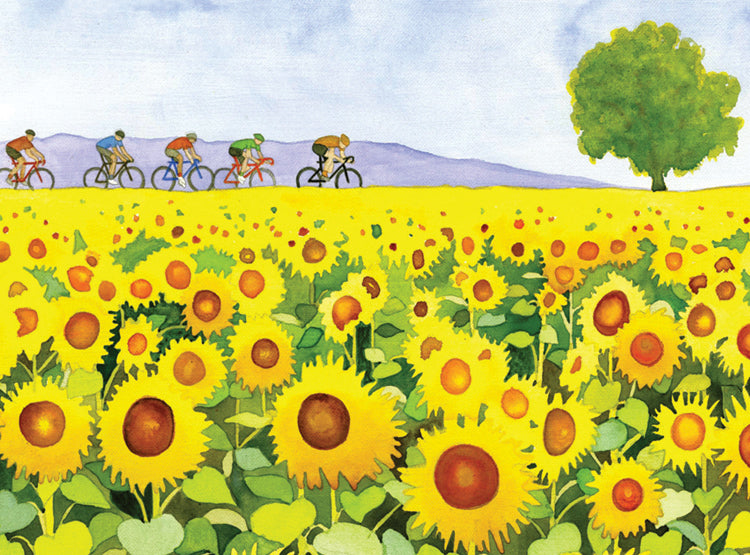 Sunflowers and Bicyclists Card