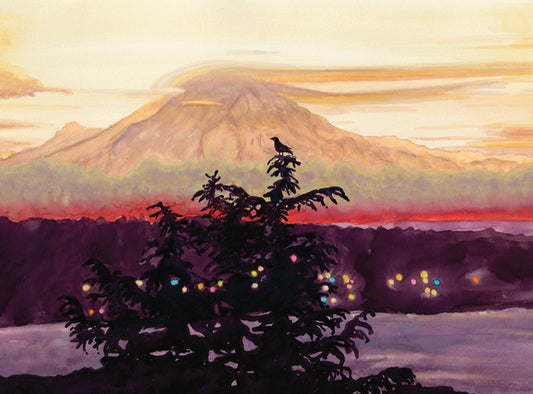 Bird's View of Mt Rainier Holiday Card