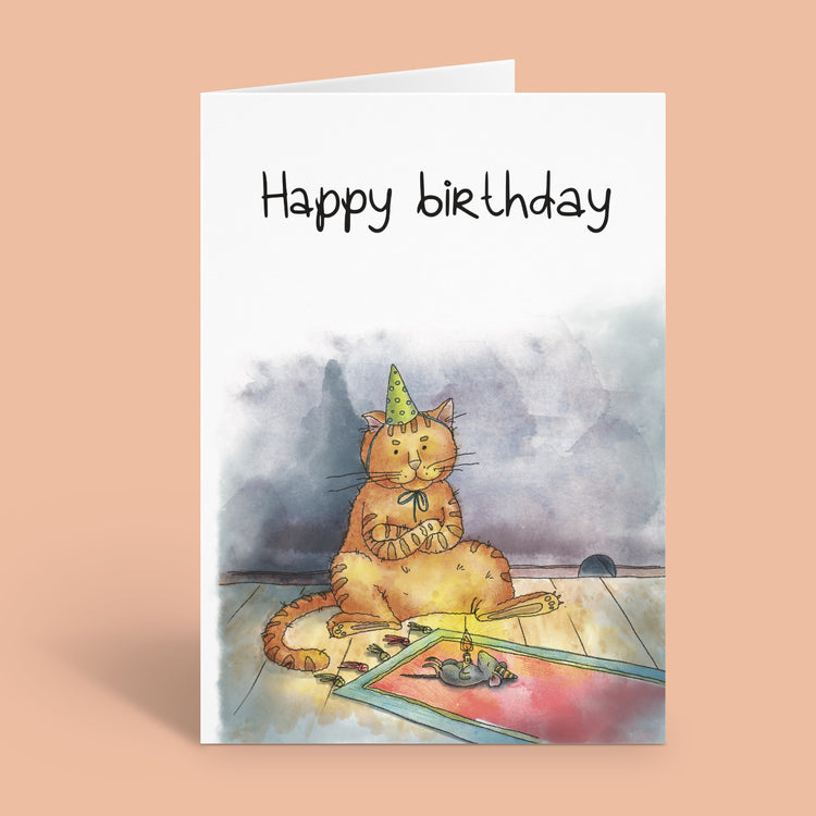 Cat and Mouse Birthday Card