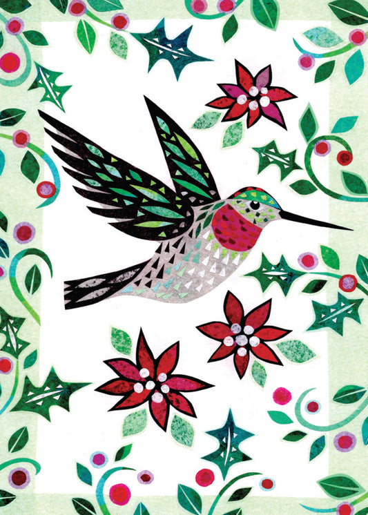 Holly Hummingbird Holiday Card