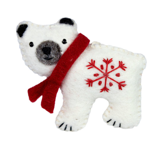 Polar Bear Felted Ornament