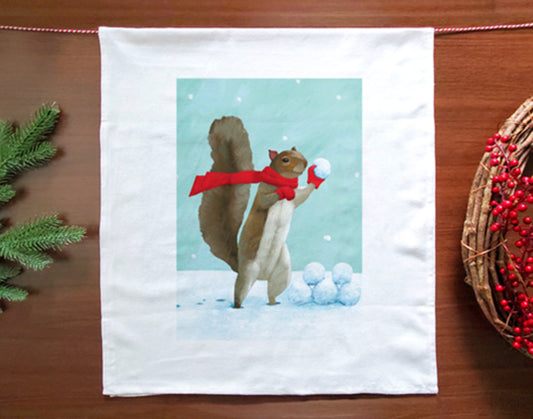 Squirrel Snowball Holiday Towel