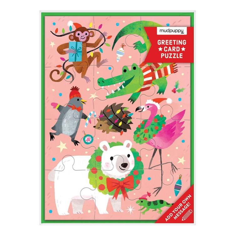 Merry Animals Puzzle Card
