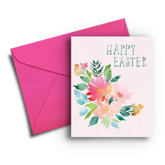 Watercolor Flowers Easter Card