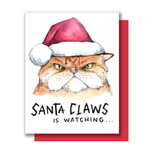 Santa Claws Is Watching Holiday Card