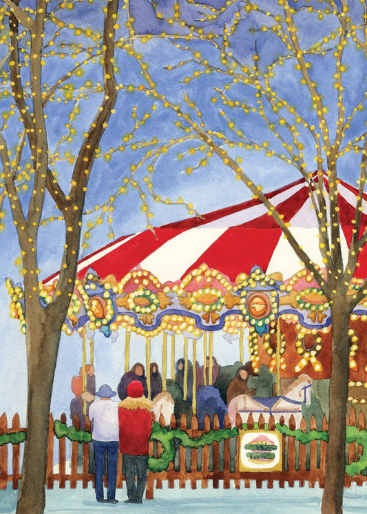 Wintertime Carousel Holiday Card