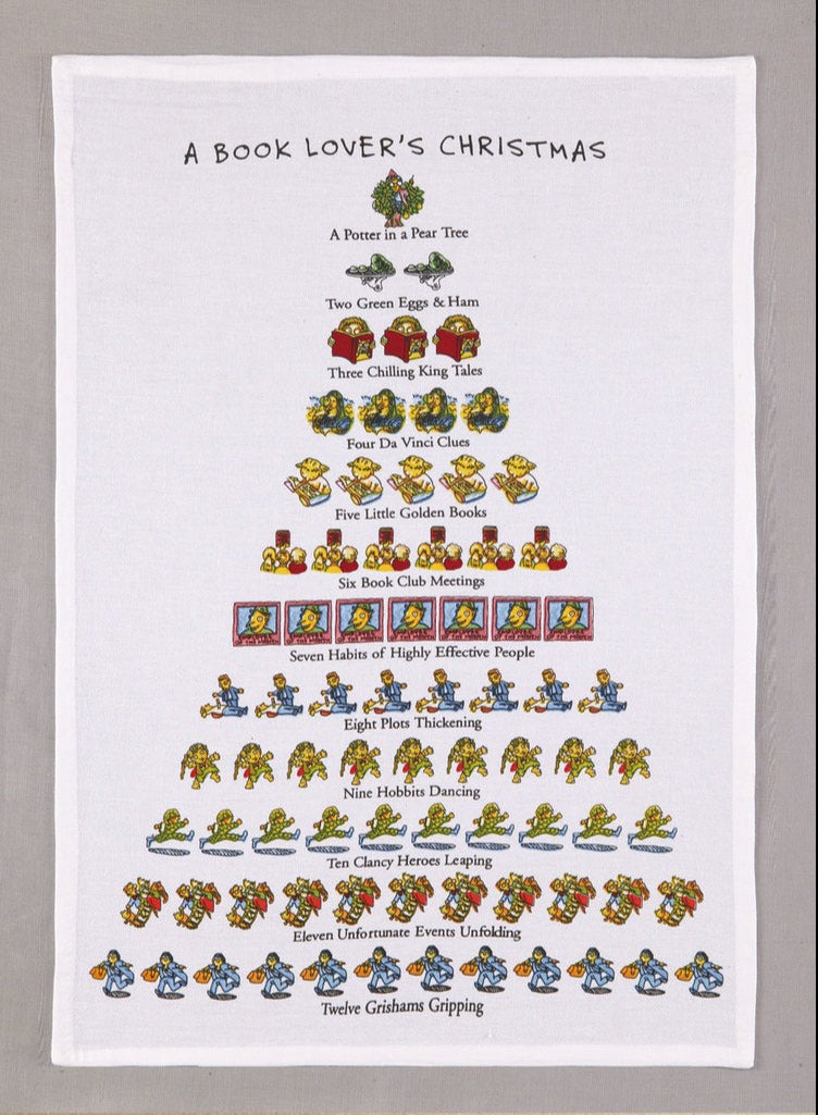 Book Lover's Christmas Tea Towel
