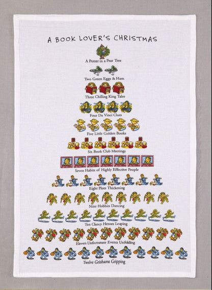 Book Lover's Christmas Tea Towel