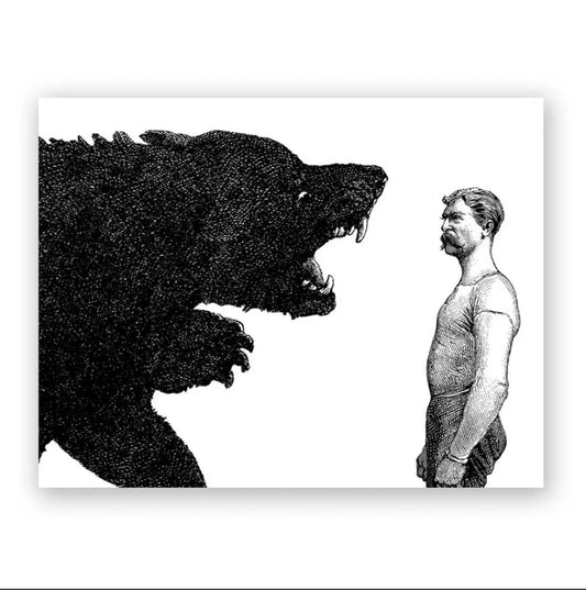Man Versus Bear Birthday Card
