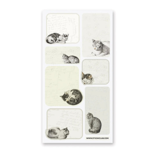 Vintage Cat Label Sticker Sheets