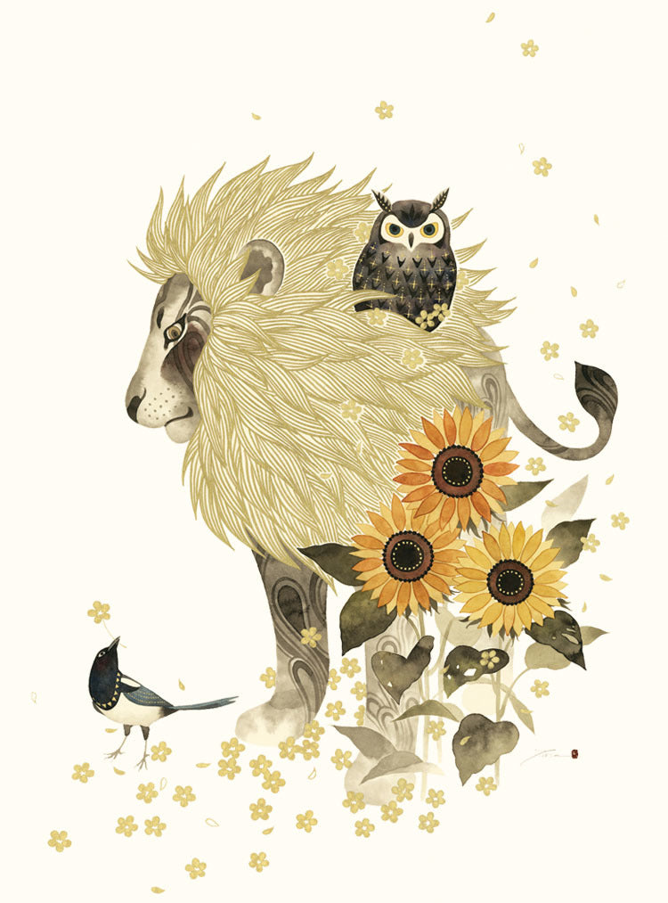 Lion with Owl Card
