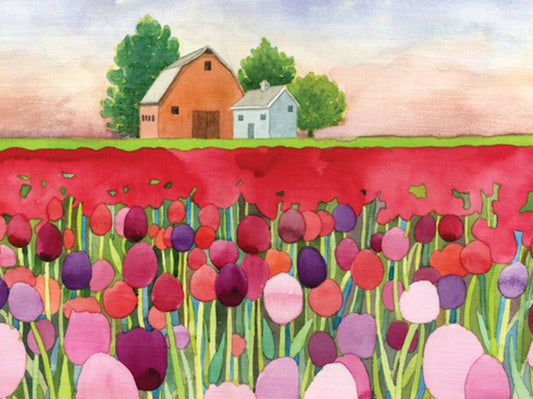 Crimson and Violet Tulips Valentine's Card