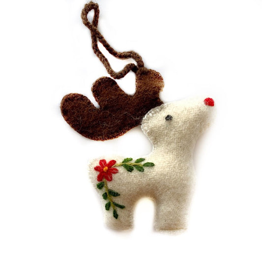 Nordic Reindeer Felted Ornament