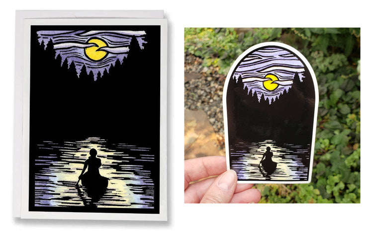 Solitude, Evening Canoe Card and Vinyl Sticker
