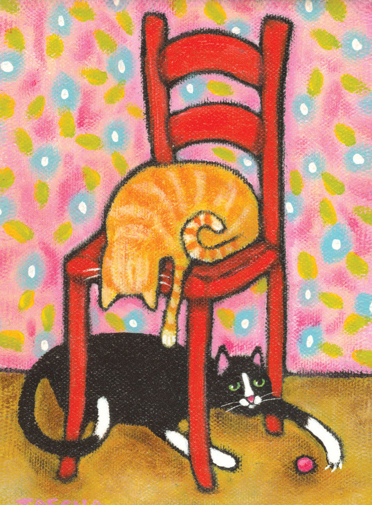 Two Cats Playing Mini Card